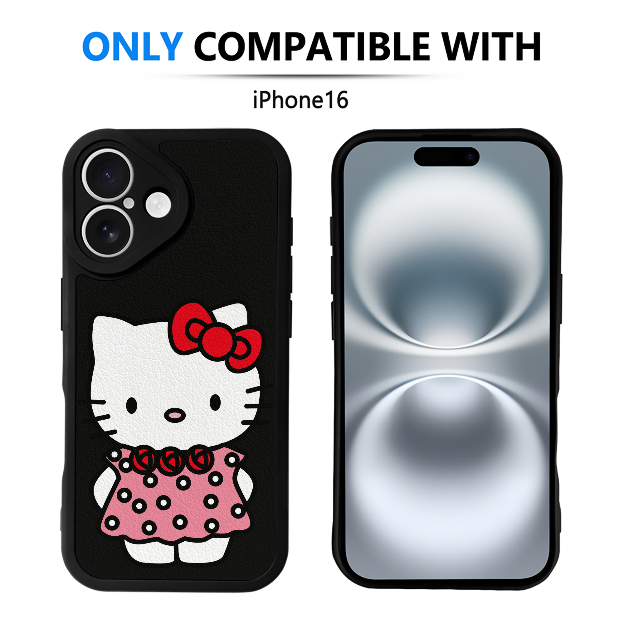 （画像用） Hello Kitty ハローキティ 【iPhone 16シリーズ対応】シリコンスマホケース（レザー調） 材質：シリコン